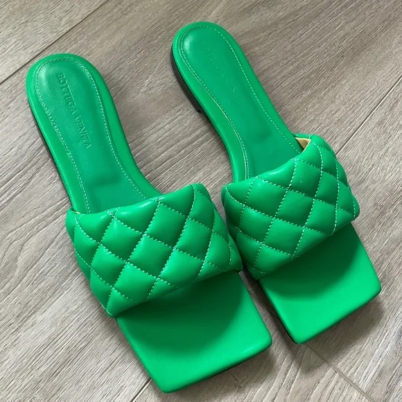 BOTTEGA VENETA Quilted/Padded Slid Sandal Green Size EU 41